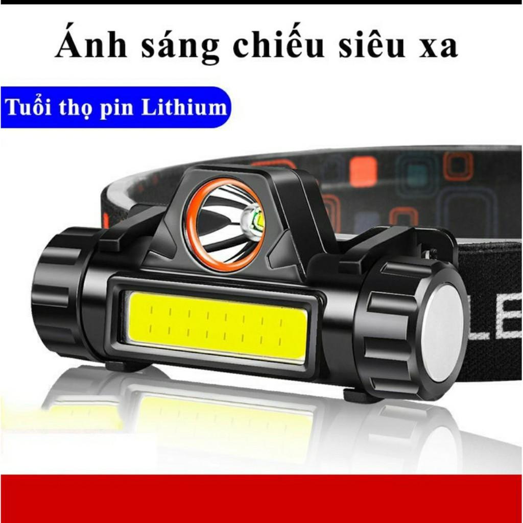 Đèn Sạc Đội Đầu Pin Sạc Coba 2in1 Cree XPE B6 Kết Hợp Led COB Chống Nước Đi Mưa IP68