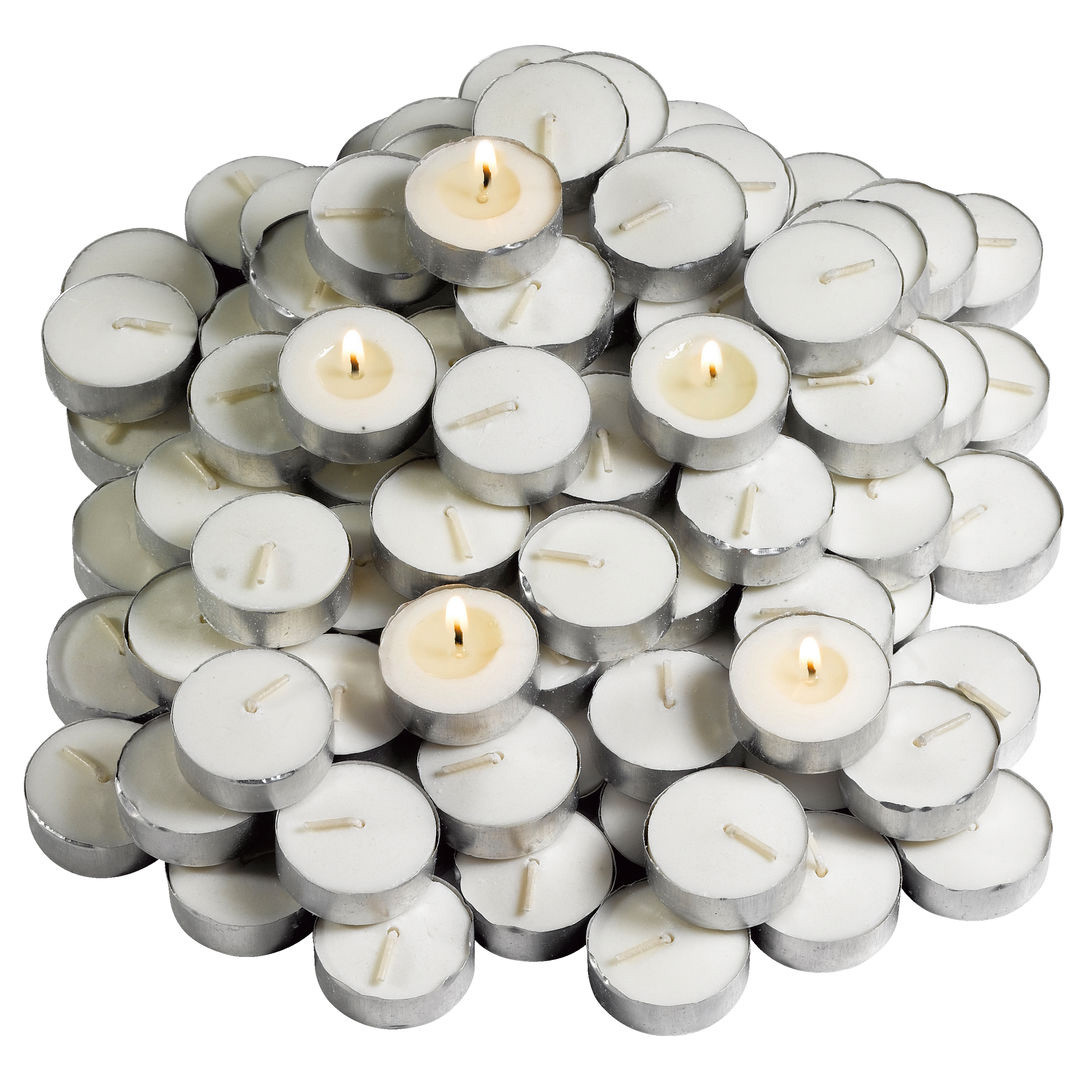 Bộ 100 nến tealight JYSK Pierey sáp/paraffin trắng 4x2cm