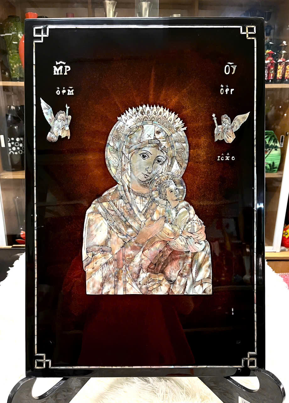 Tranh sơn mài Chúa/Mẹ cẩn ốc xà cừ cao cấp, hàng xuất khẩu size 40x60 cm treo tường, trang trí nhà cửa, văn phòng, quà tặng tân gia, tặng dịp Lễ, Tết đầy ý nghĩa