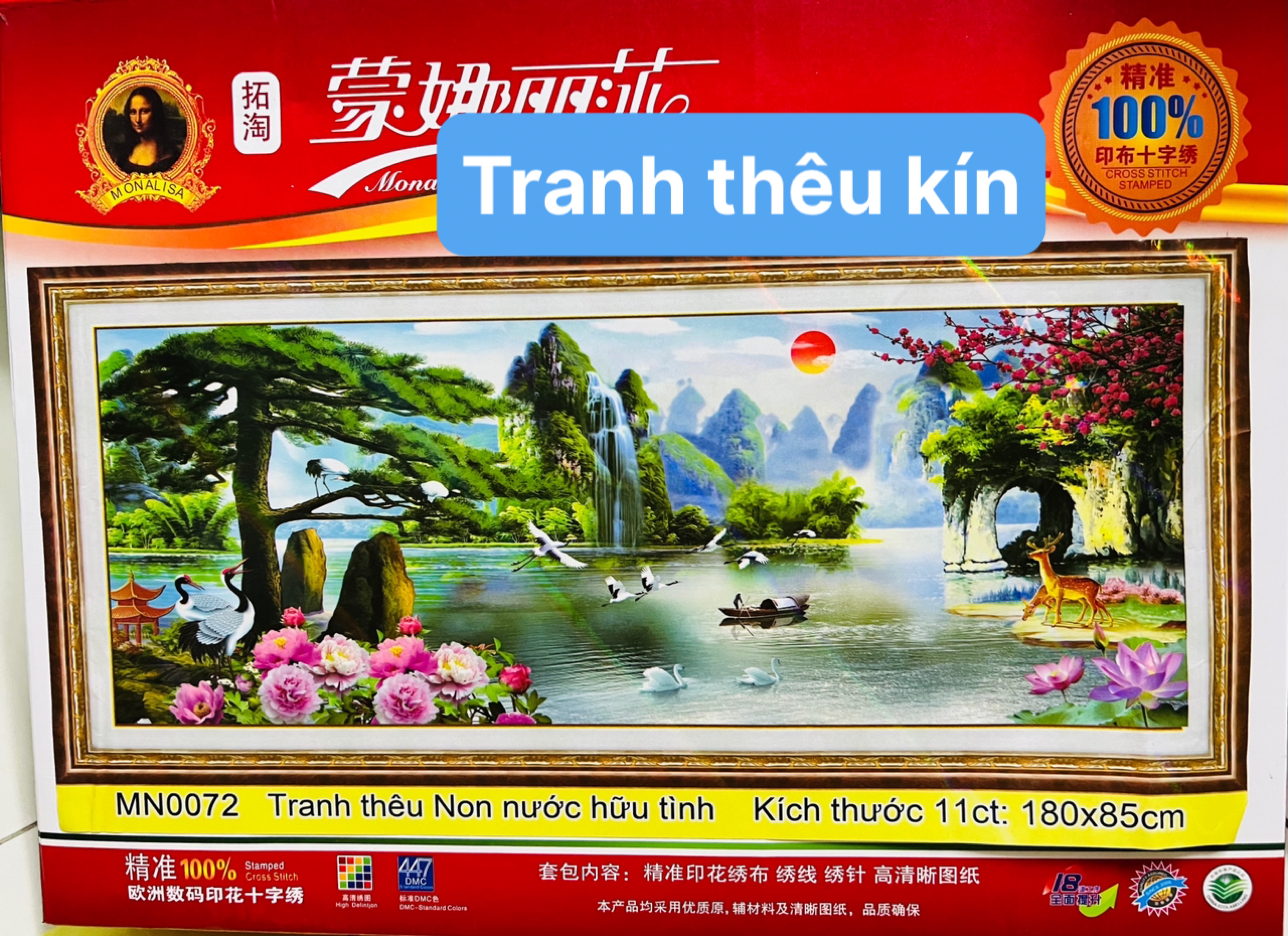 Tranh thêu kín chữ thập Non nước hữu tình MN0072