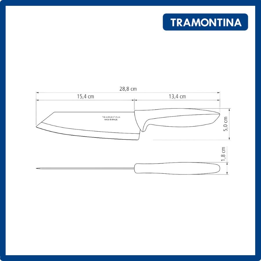 Dao bếp dao gọt hoa quả Tramontina PLENUS 23443 bản rộng đầu vát thép không gỉ cán nhựa PP lưỡi 15cm nhập khẩu Brazil