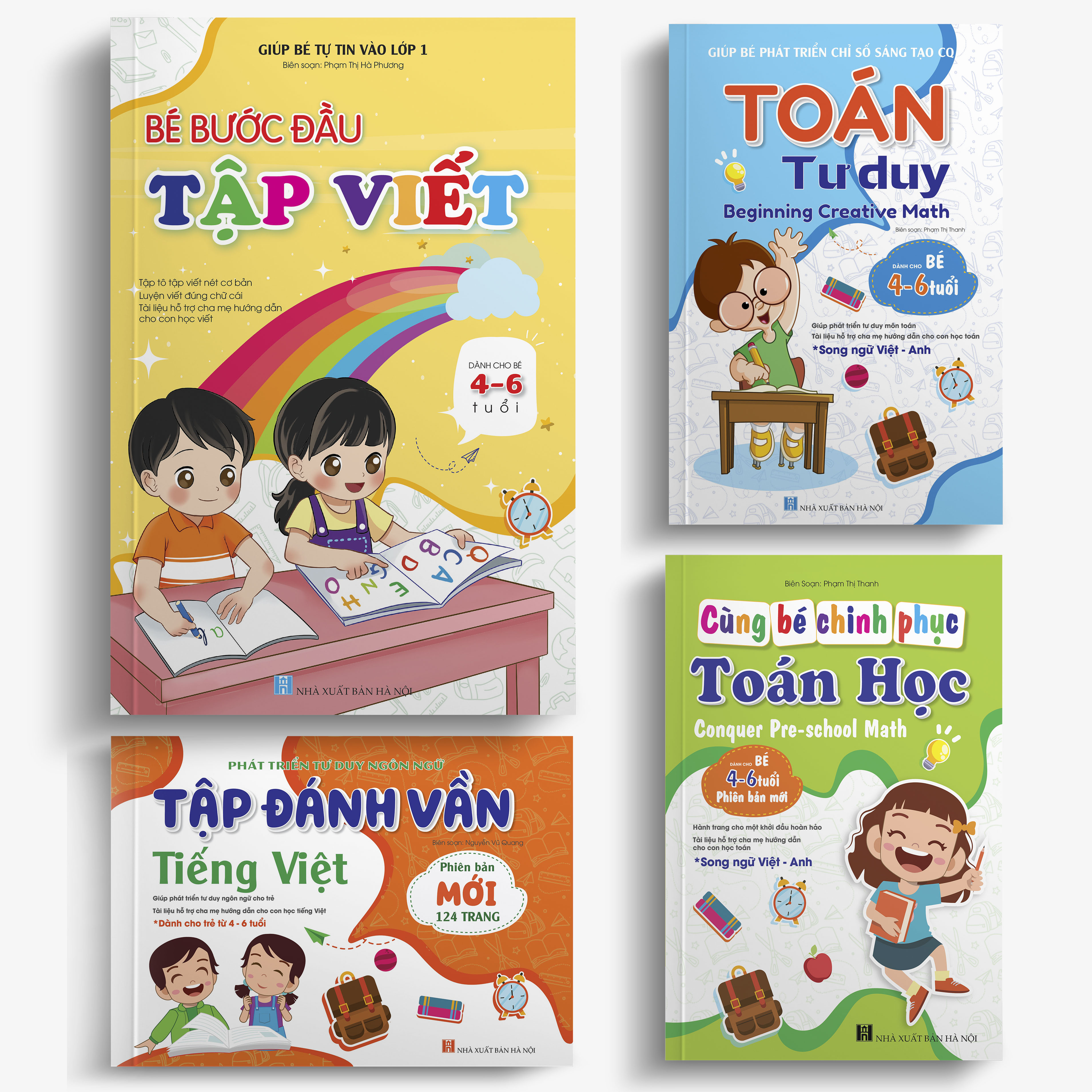 Combo 4 cuốn Tự tin vào lớp 1: Tập đánh vần - Bước đầu tập viết - Toán Tư duy - Cùng bé chinh phục toán học