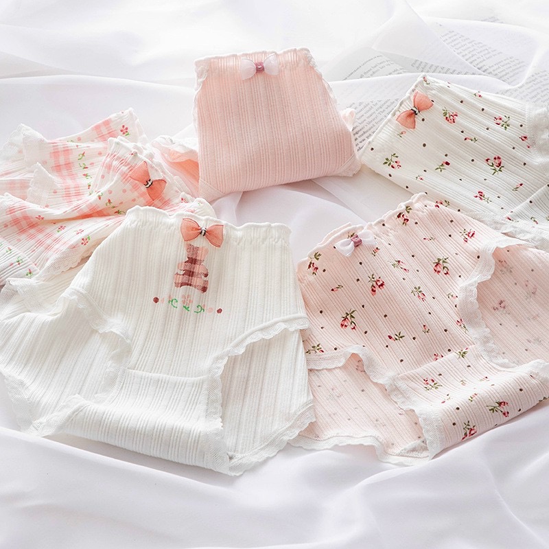 Hình ảnh Combo 5 quần lót nữ cotton dễ thương Freesize - Kiểu hoa hồng Rosie (giao màu ngẫu nhiên)