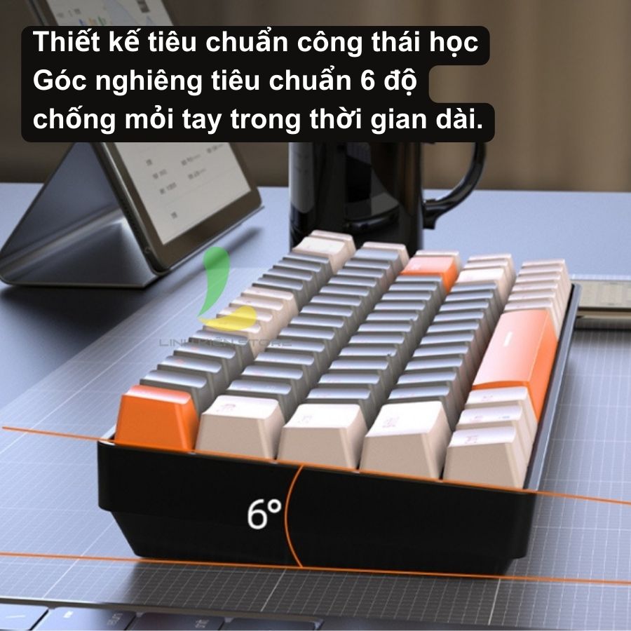 Bàn phím cơ ZIYOULANG K68 cao cấp - Phím cơ gaming 68 phím trục cơ kết nối bluetooth và USB, tuổi thọ 50 triệu lần bấm - Hàng nhập khẩu