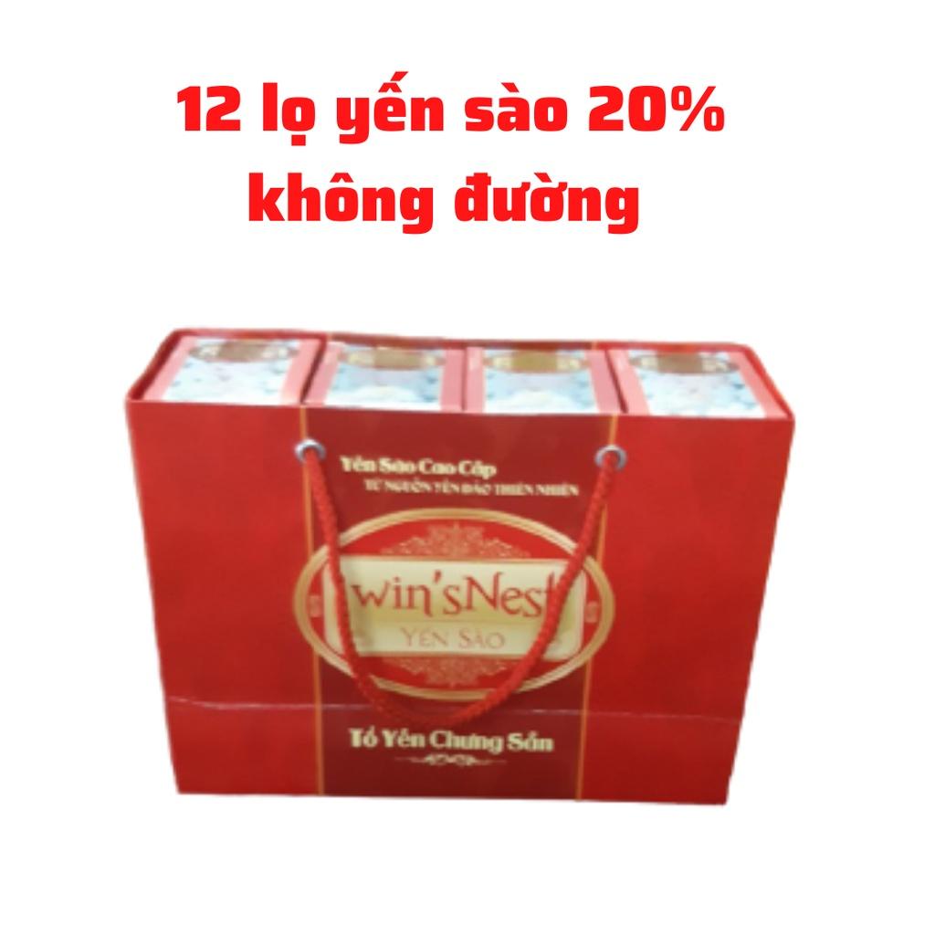 Combo 12 lọ Yến Sào cao cấp win'snest Tổ Yến Chưng Sẵn Không Đường 20% (70 ml/ lọ)