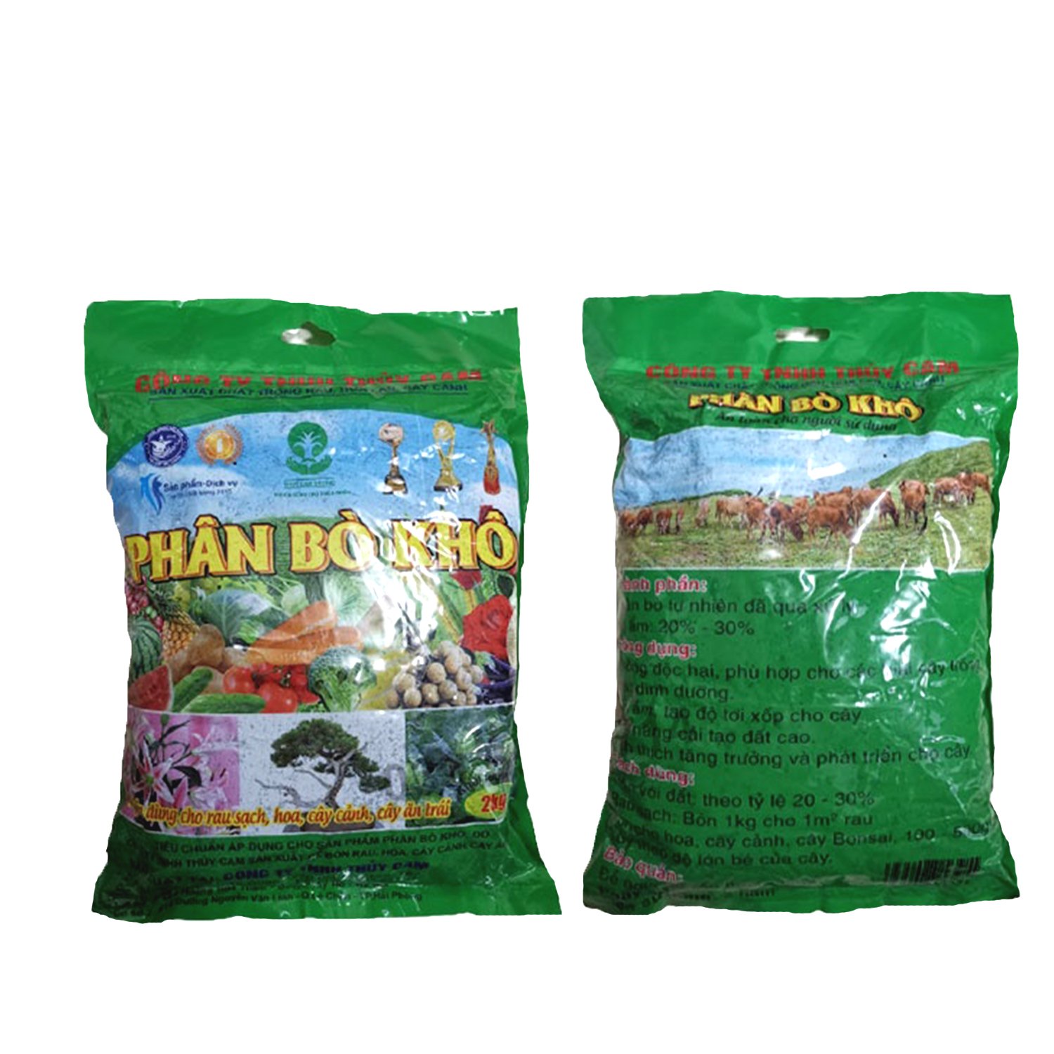 Combo 2 túii Phân bò khô giàu dinh dưỡng, đã xử lý sạch nấm bệnh (2kg/túi) chuyên dùng cho rau sạch, hoa cây cảnh