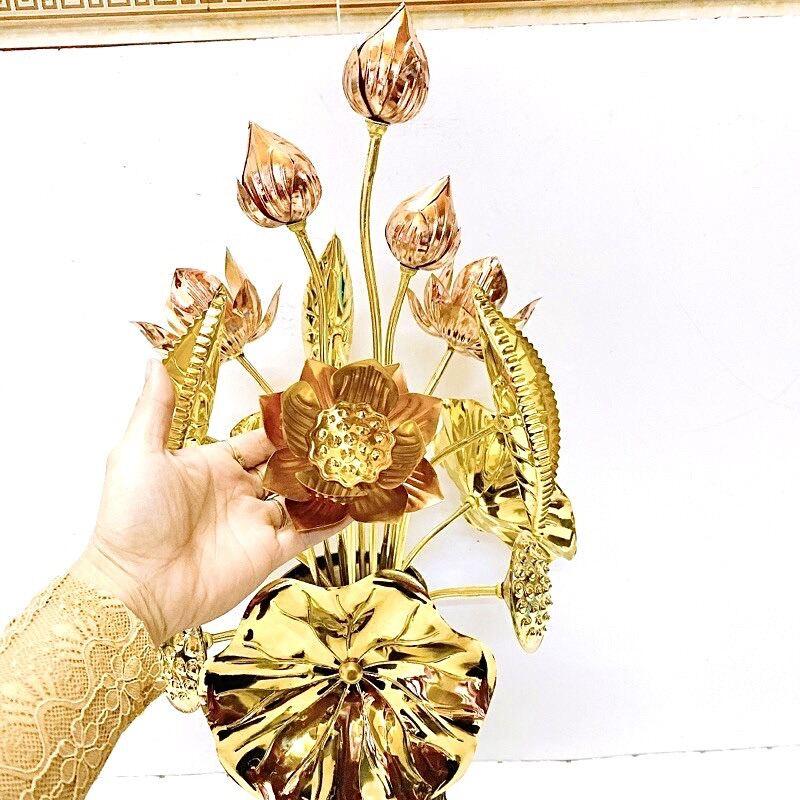 LỌ HOA SEN ĐỒNG CAO 72 CM CHẤT LIỆU BẰNG ĐỒNG  PHONG THỦY TÀI LỘC