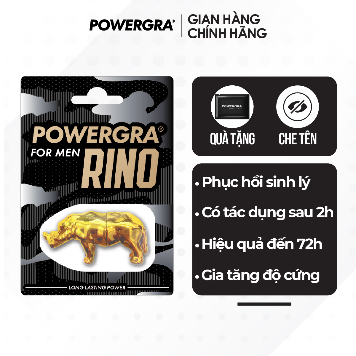 Viên uống phục hồi và hỗ trợ nam giới Powergra For Men Rino - Vỉ 1 viên