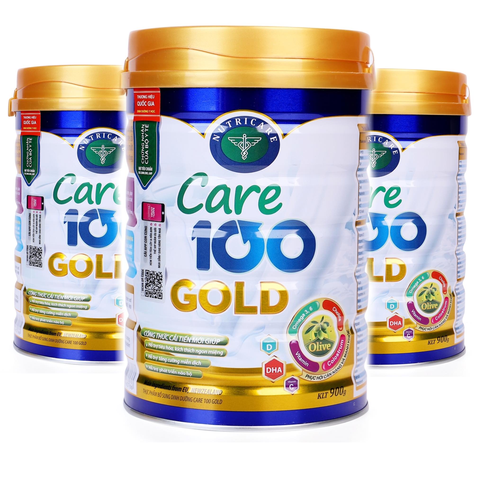 Sữa bột Care 100 Gold 900g combo 3 hộp