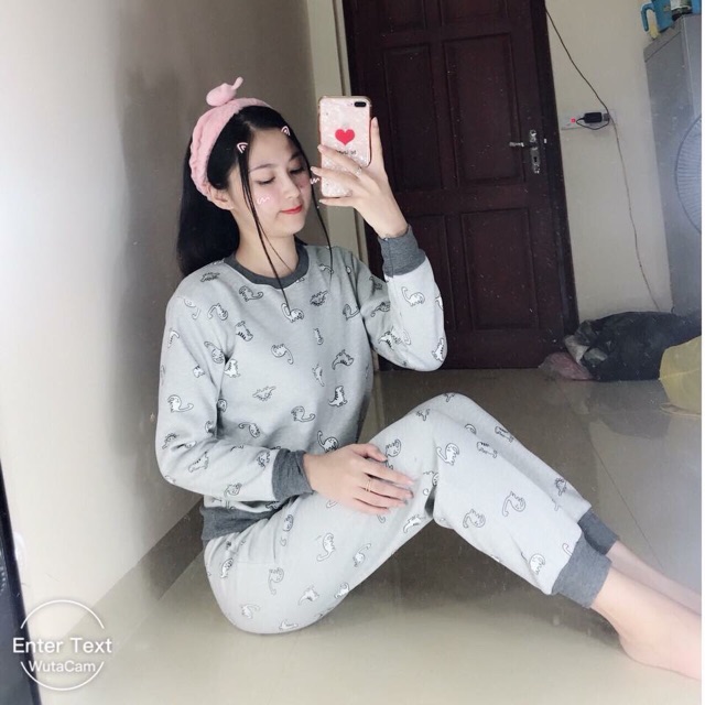 Bộ Nỉ Bông Mặc Nhà Cao Cấp Chất Dày Mịn Ấm Hình Đáng Yêu