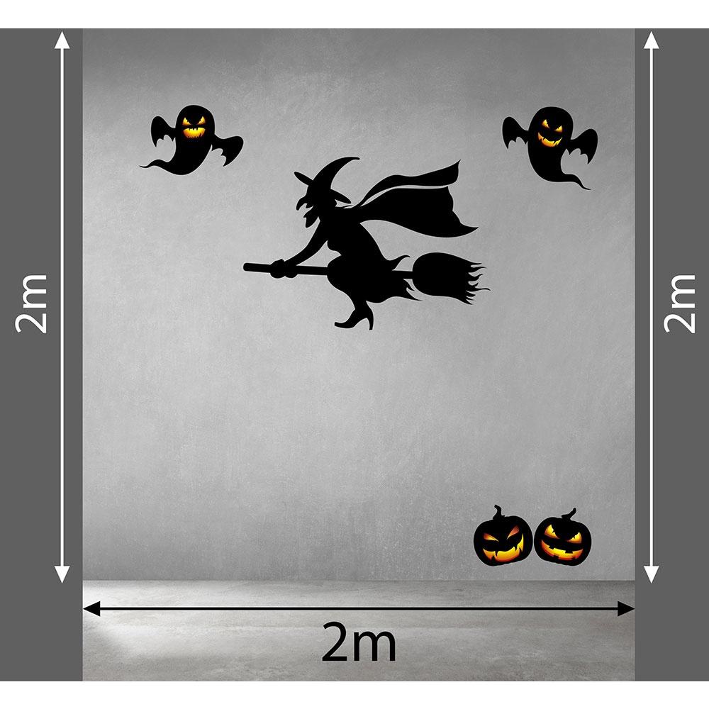 DECAL TRANG TRÍ HALLOWEEN 2021 PHÙ THỦY VÀ BÓNG MA