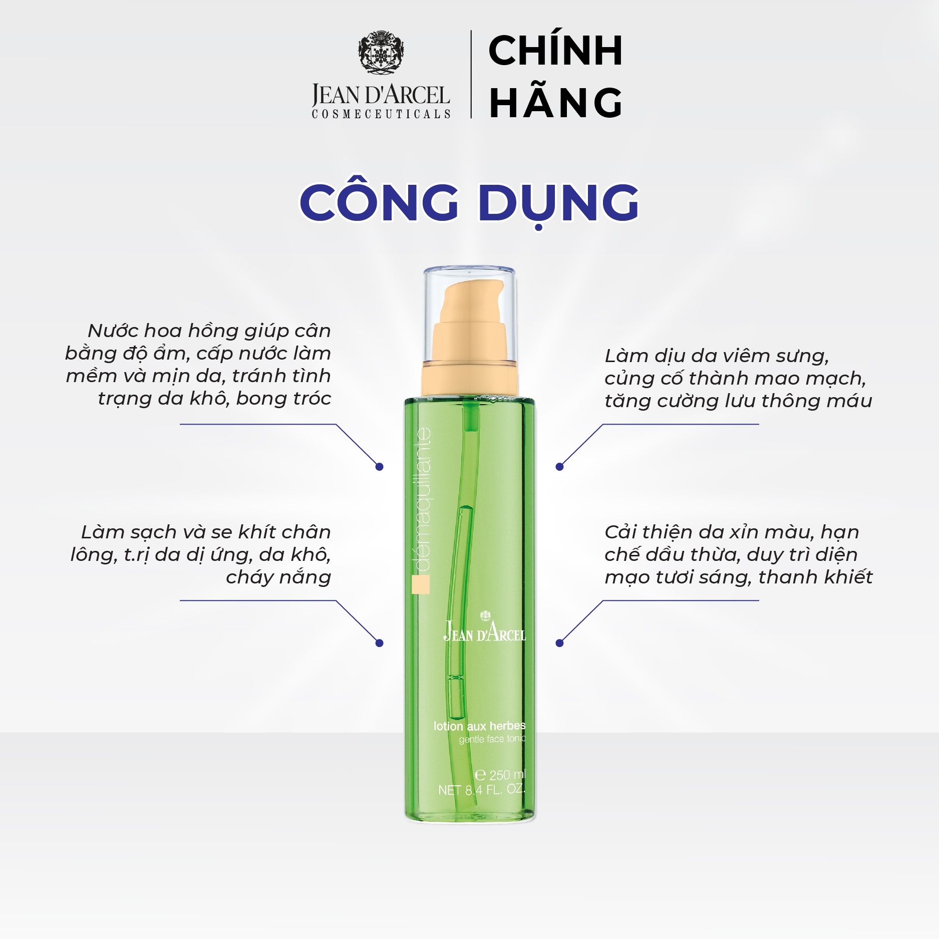 J219 Nước cân bằng dịu nhẹ cho da khô, nhạy cảm - Calming Toner 200ml - Jean d'Arcel