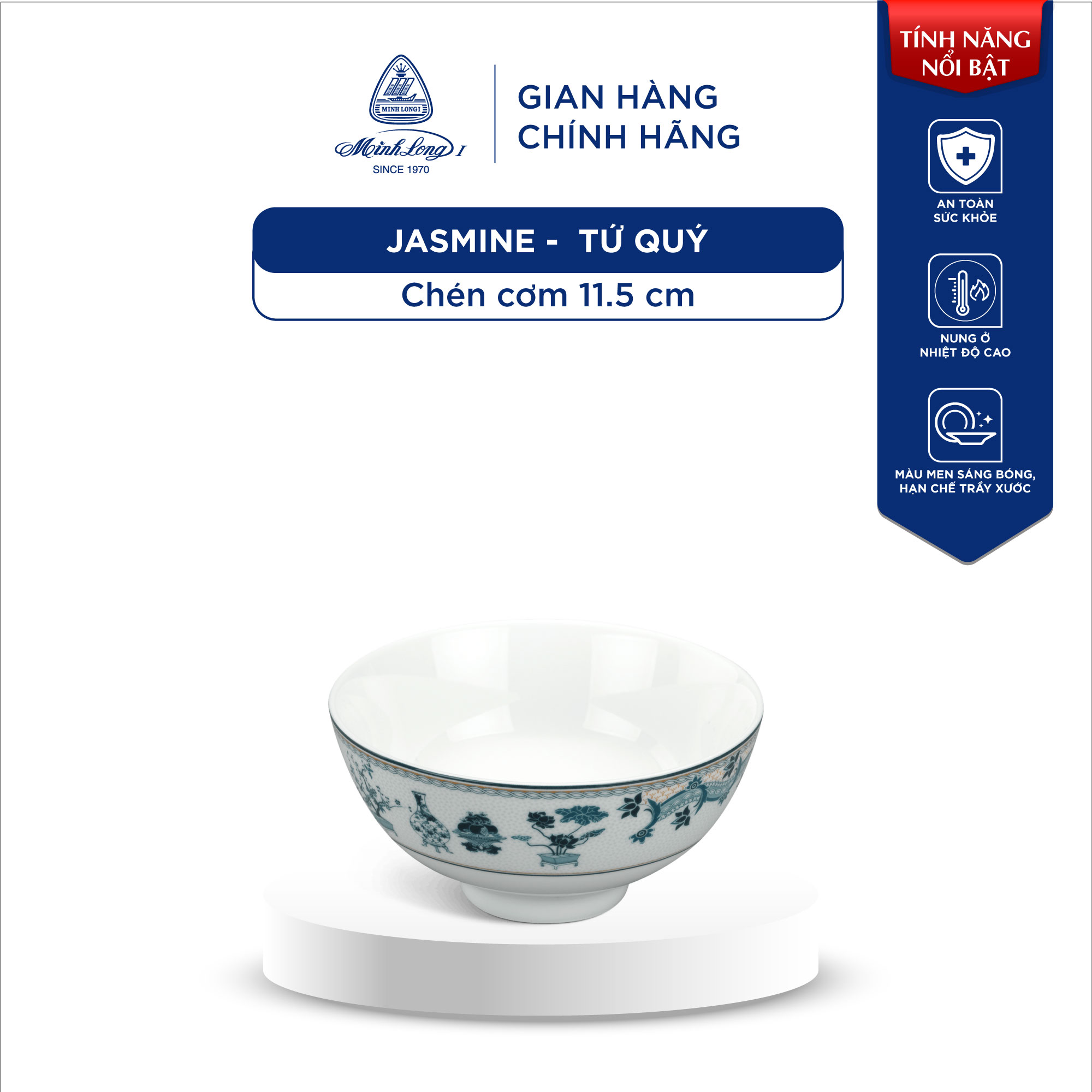 Chén Sứ Cao Cấp Minh Long 11.5 cm - Jasmine - Tứ Quý - Hàng Chính Hãng