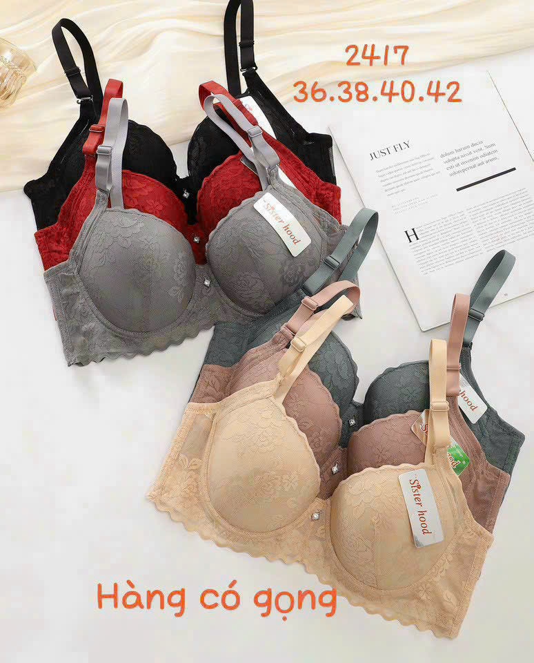 Áo Lót Nữ Mỏng Ren Big Size Có Gọng Cài Sau 3 Móc Sister Hood 2417 – Size 36–42