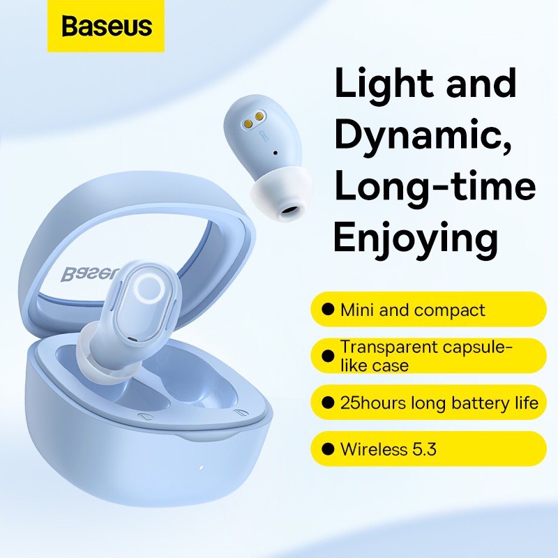 Tai Nghe Nhét Tai Không Dây BASEUS WM02 Bluetooth 5.3 TWS Chống Ồn - Tai Nghe True Wireless BASEUS WM02 - Hàng Chính Hãng