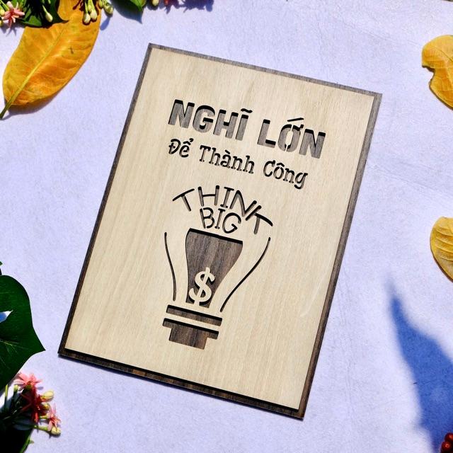 Tranh Decor Gỗ tạo động lực "Nghĩ lớn để thành công" mẫu bán chạy VIAN84