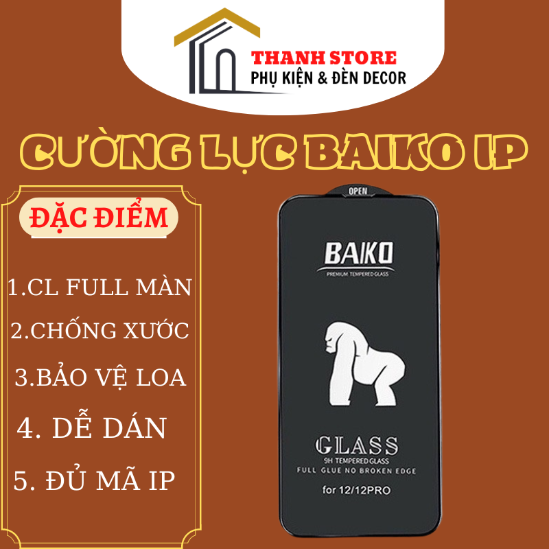 Kính Cường lực iphone BAIKO Kingkong Dành Cho IP 6/7/8/x/xsmax/11/12/13/Pro/Promax/14promax