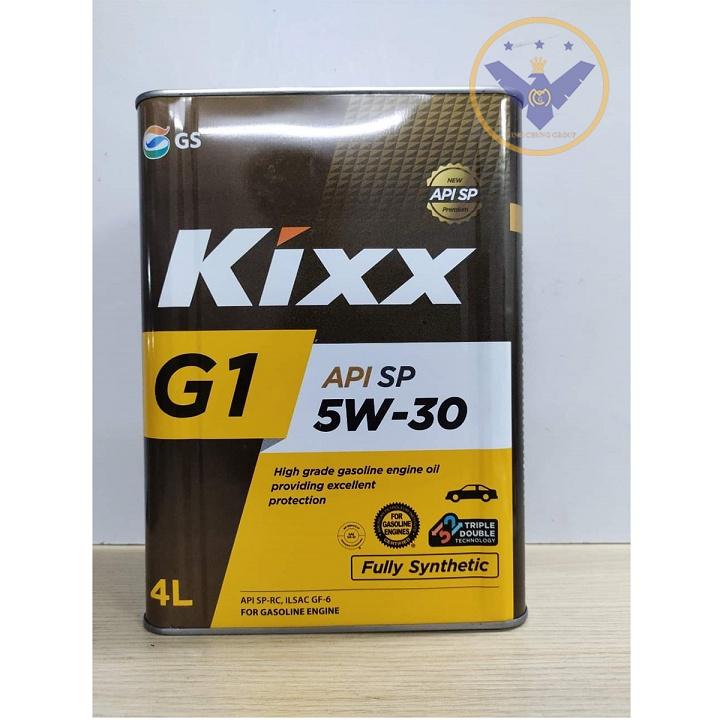 Dầu nhớt ô tô tổng hợp Kixx G1 API SP 5W30 Hàn Quốc can 4L + Súc rửa động cơ Bluechem 250ml
