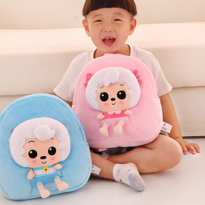 Balo vải nhung hình chú cừu cho bé đi nhà trẻ, đi chơi