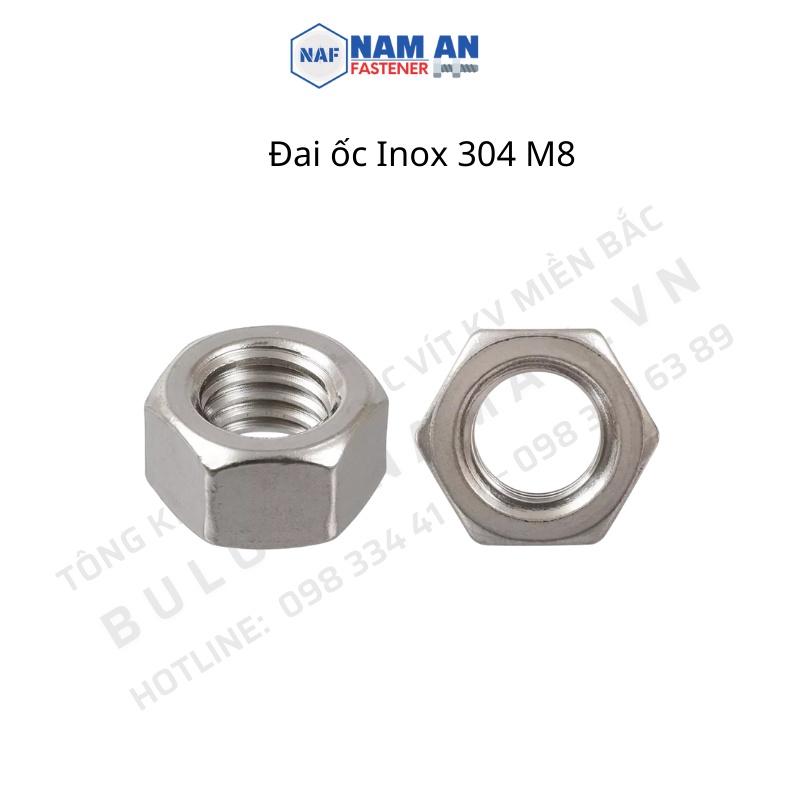 50 con Đai ốc Inox 304 M6, M8, M10, M12, đai ốc lục giác Inox, ê cu Inox 304