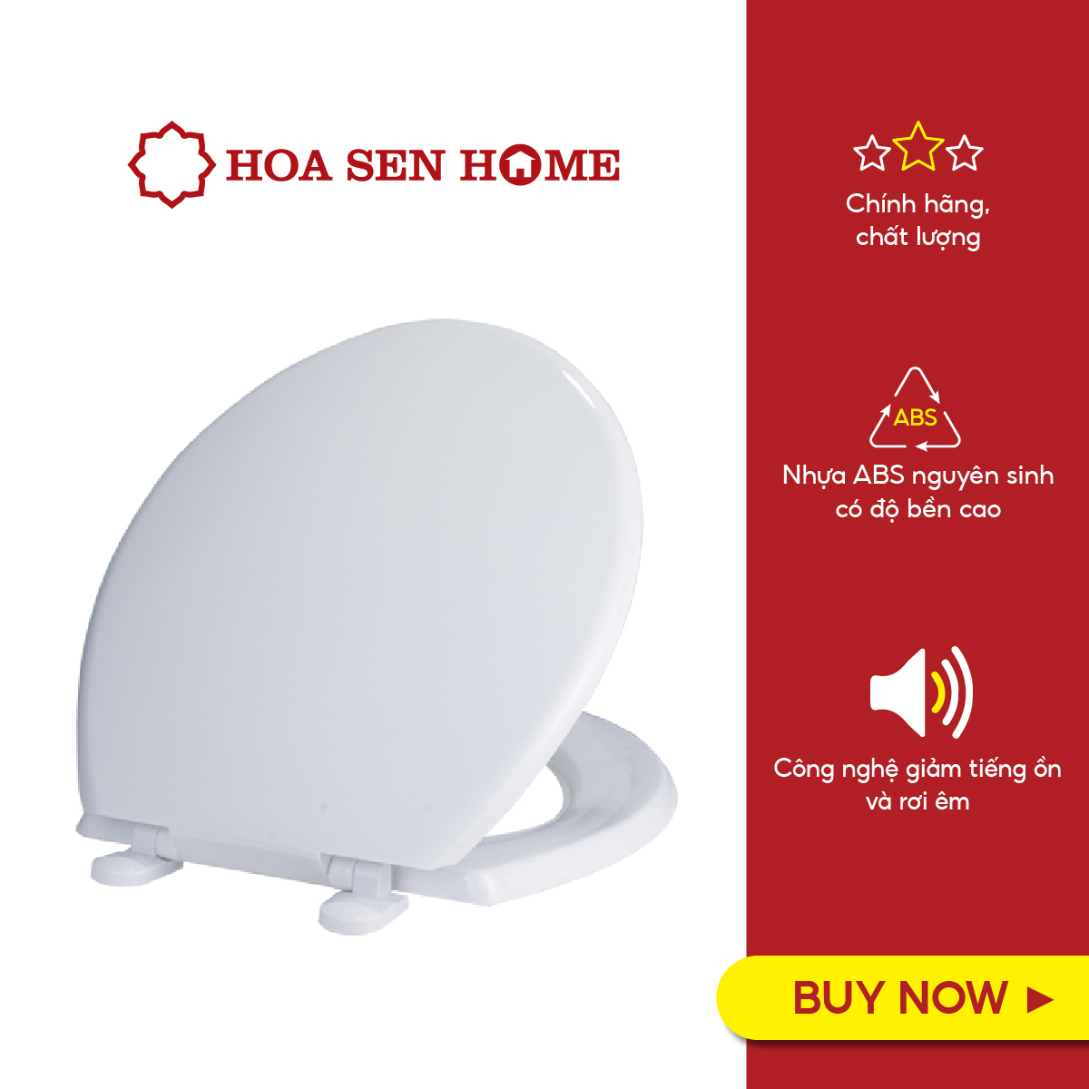 Nắp bồn cầu Hùng Anh HA03 chất liệu hạt nhựa nguyên sinh ABS, trọng lượng 1,0kg - Hoa Sen Home - Hàng chính hãng