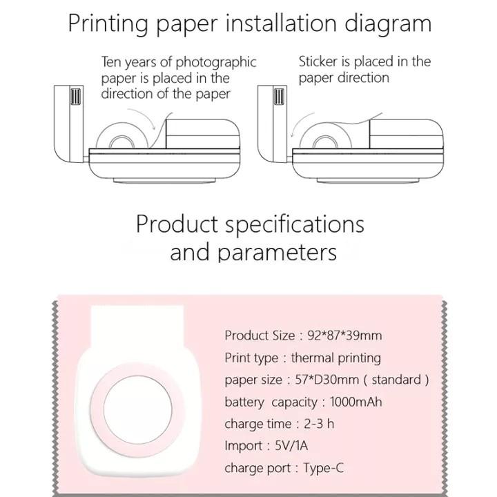 Máy in nhiệt vson cầm tay mini hỗ trợ in ảnh, in ghi chú sử dụng cho điện thoại