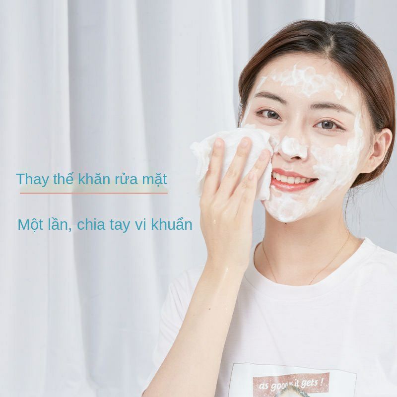 Cuộn 40 khăn lau sạch đồ vật, khăn lau mặt, khăn lau tẩy trang chất liệu cotton đa năng - túi đựng màu hồng