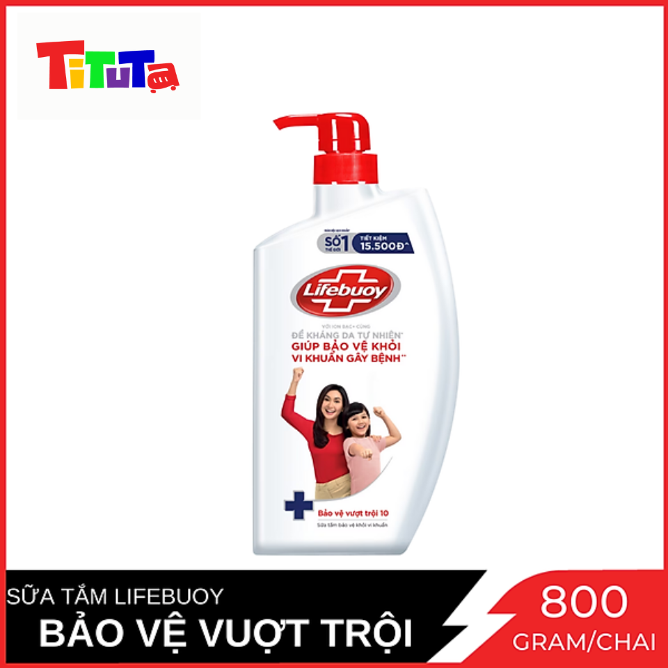 Sữa tắm Lifebuoy Bảo vệ vượt trội 10 (Đỏ) Chai 800g