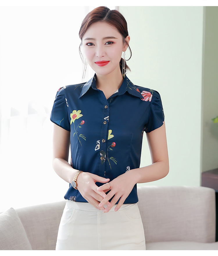 Hình ảnh Áo Sơ mi nữ Haint Boutique thiết kế áo công sở hoa lá tay búp sen HB97