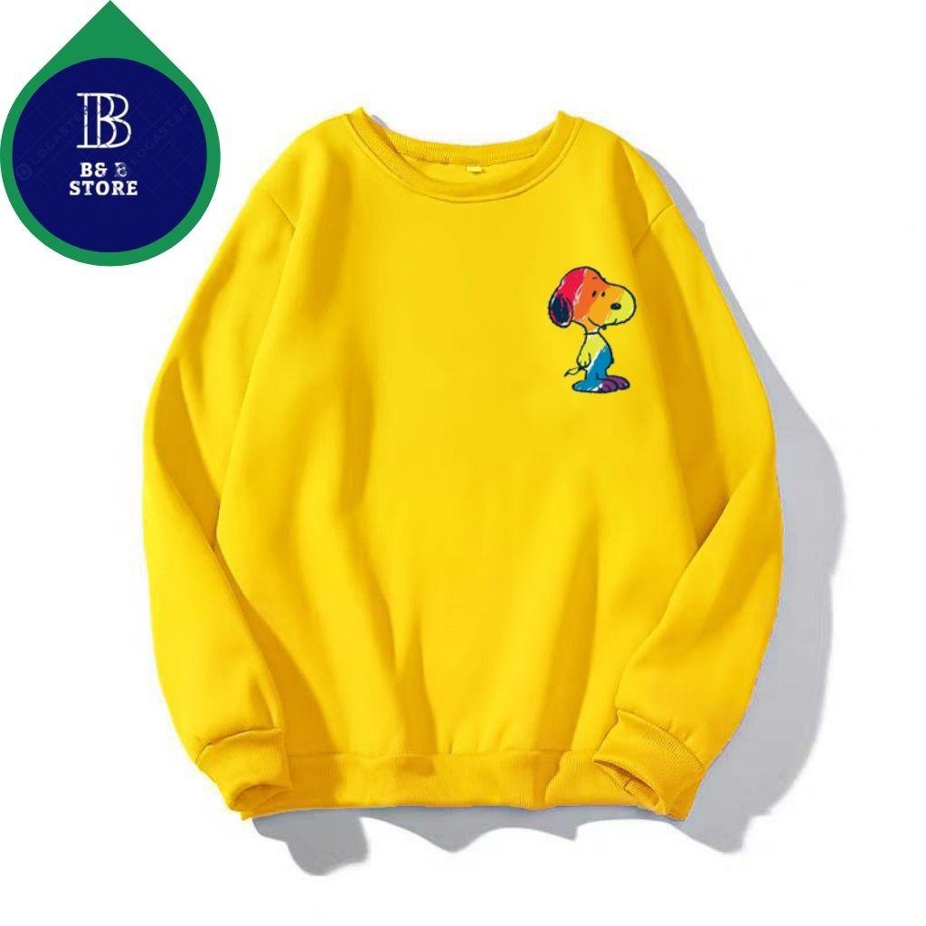 ÁO SWEATER NỈ UNISEX KHÔNG NÓN IN SNOOPE ÁO FORM RỘNG NAM NỮ NHIỀU MÀU CỰC ĐẸP