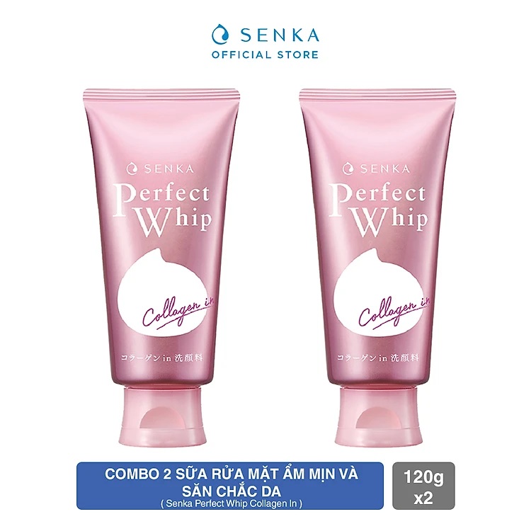 Combo 2 Sữa Rửa Mặt Ẩm Mịn Và Săn Chắc Da Senka Perfect Whip Collagen In 120g x 2