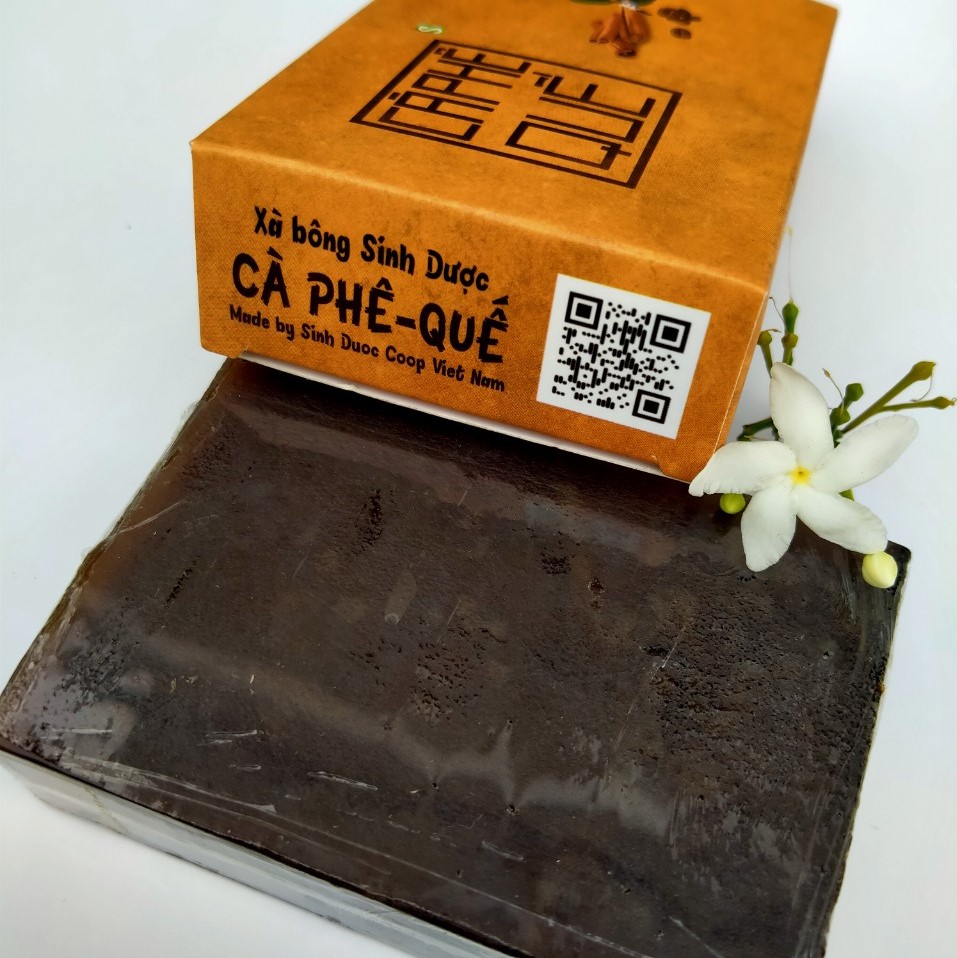 Xà bông Sinh Dược Cà phê quế, xà bông cục handmade 100gr, mẫu bao bì vẽ mộc, mùi quế ấm áp, làm sạch diệt khuẩn, ấm da