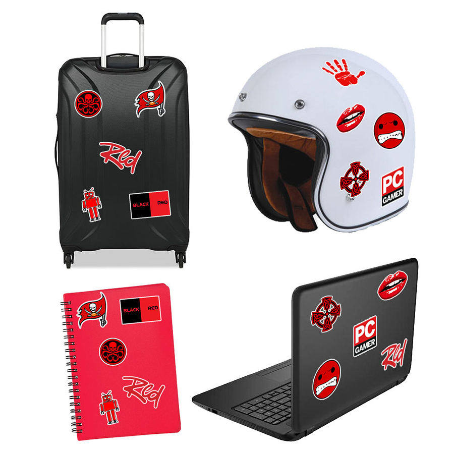 Set 100 Sticker - Black Red