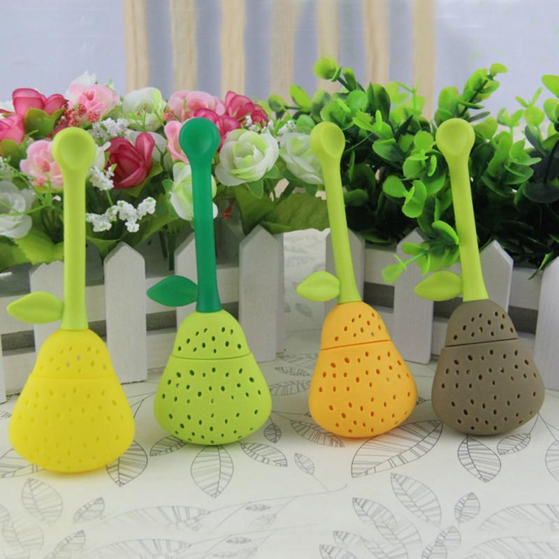 Hot Sales Tea Strainer Pear Shaped Silicone Perforated Tea Leaf Filter Infuser Spice Herbal Infuser Filter Tool Teaware