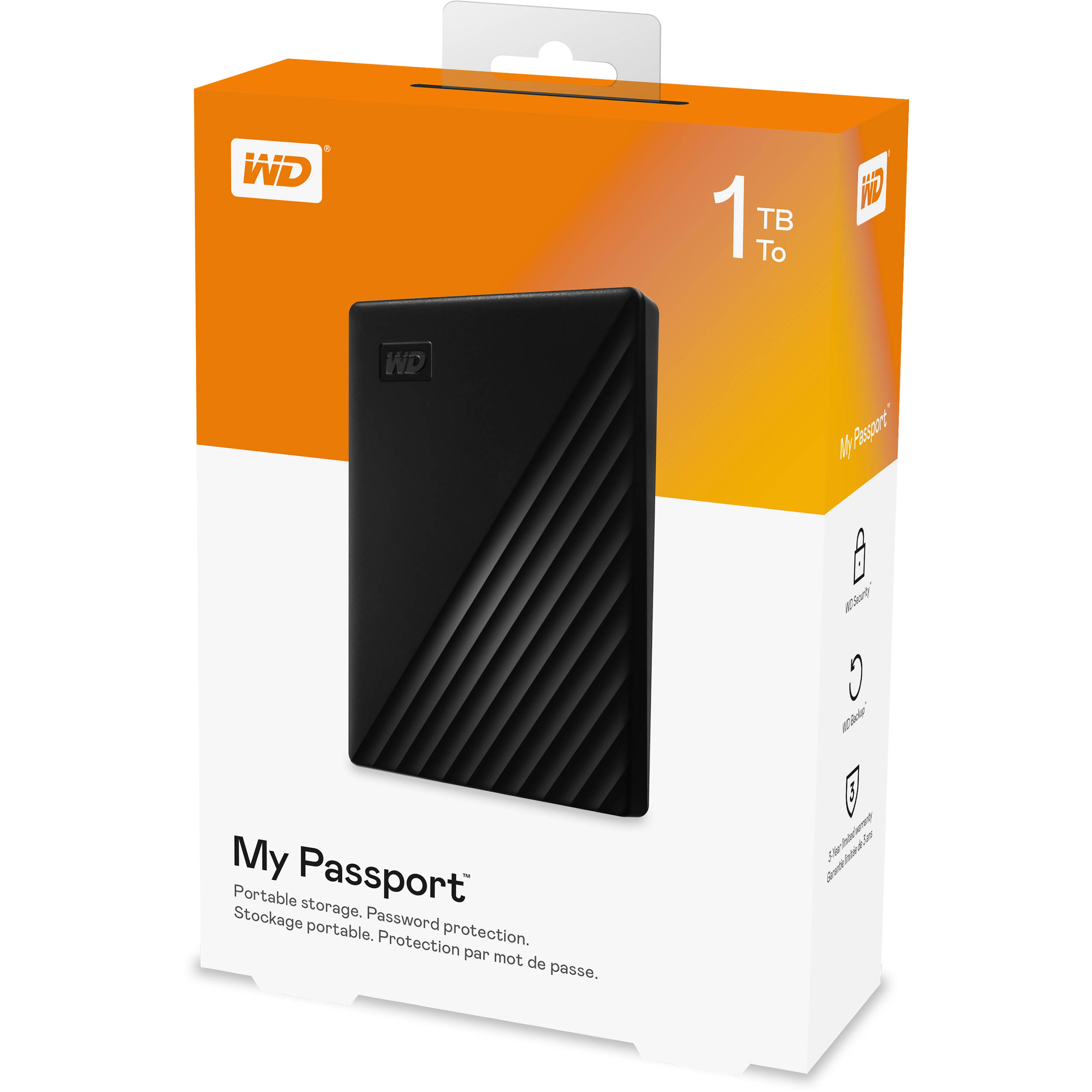 Ổ cứng di động Western Digital My Passport 1TB [ĐEN] USB 3.2 (WDBYVG0010BBK) - Hàng chính hãng