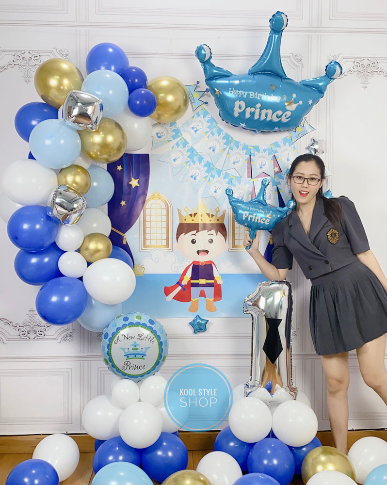 Backdrop phông nền bong bóng sinh nhật Hoàng Tử