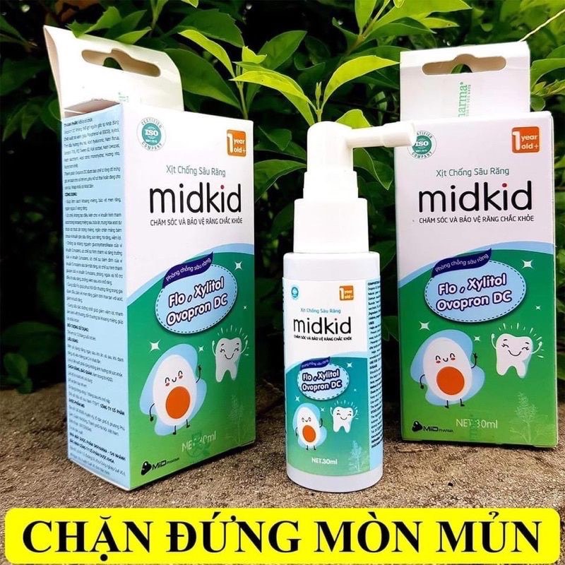 Xịt chống sâu răng midkid 30ml, bảo vệ răng, ngăn hôi miệng cho trẻ em và người lớn (dành cho bé từ 1 tuổi)