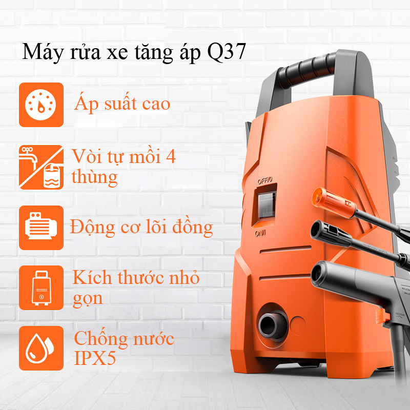 Máy Rửa Xe Mini Máy Rửa Xe Gia Đình Q37 Công Suất 1200W