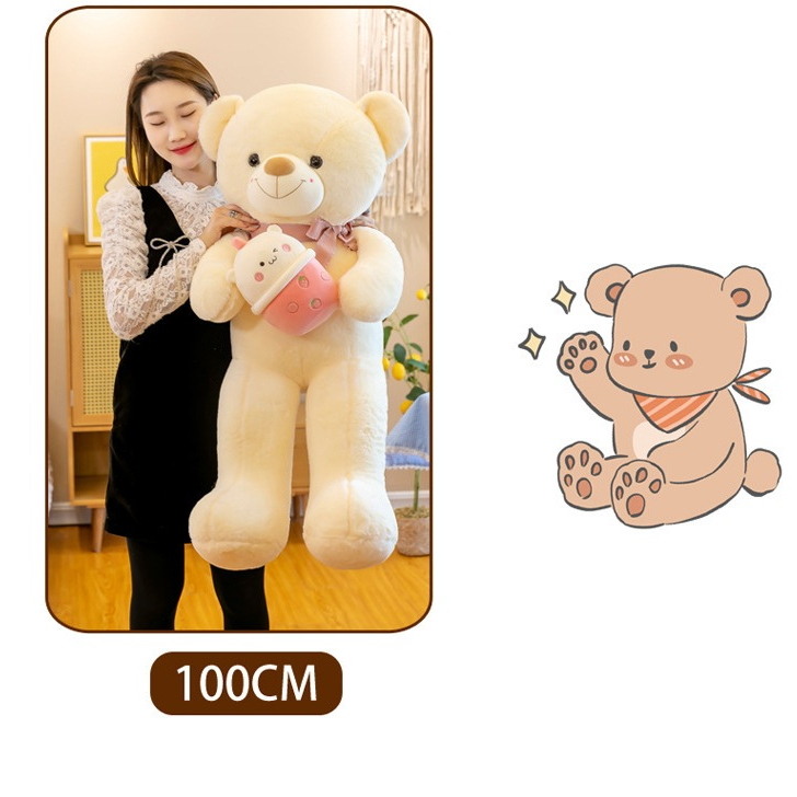 Thú nhồi bông Teddy ôm bình sữa đáng yêu - Size từ 60cm đến 1m2 - Quà tặng gấu bông Teddy lông mịn nhiêu màu khổng lồ
