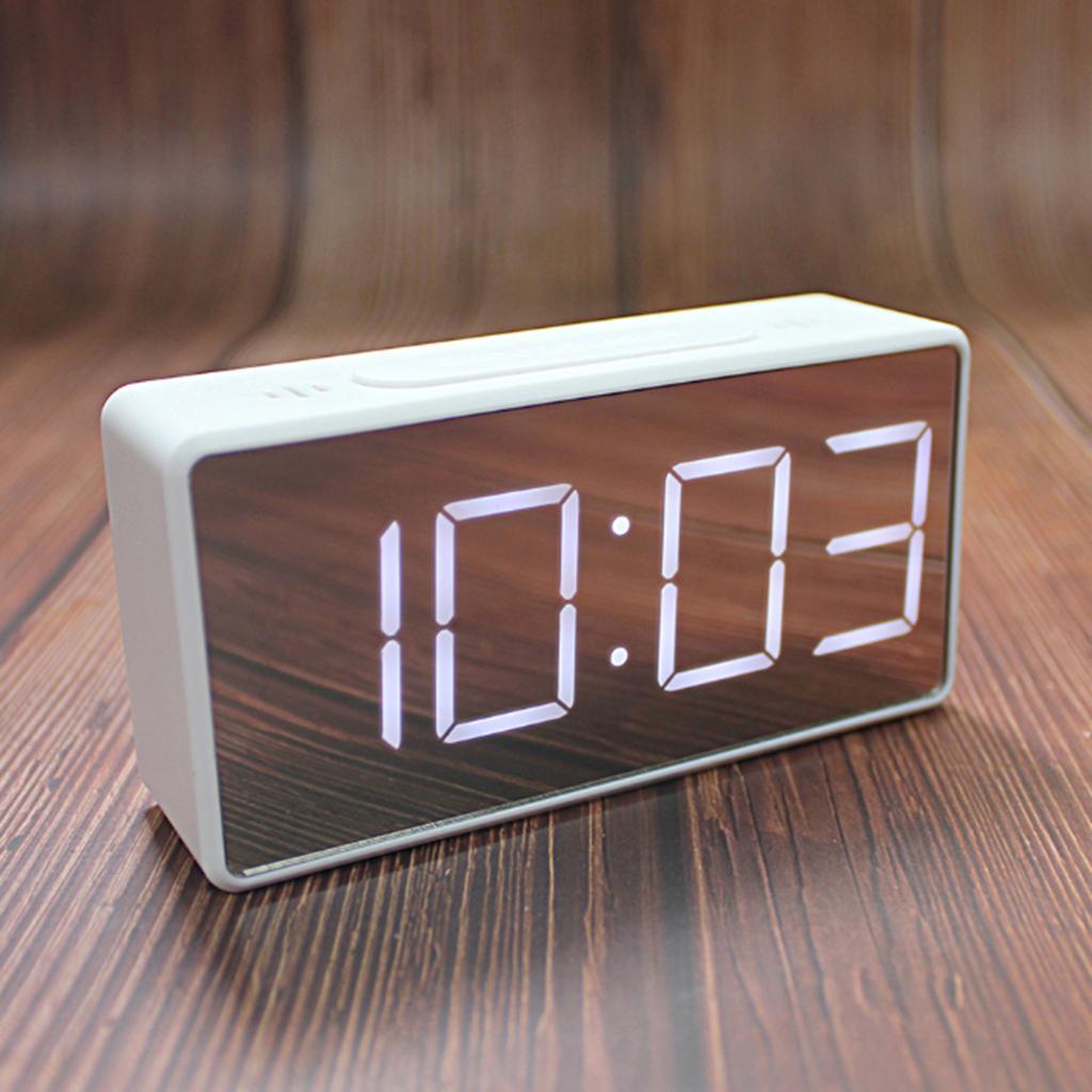 Digital Electric Clocks Student Alarm Clock Mirror Alarm Clock Bedside White