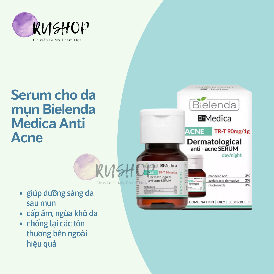 Serum cho da mụn Bielenda Medica Anti Acne loại bỏ mụn tái tạo da