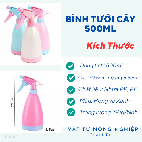 Bình Xịt Phun Sương 500ml Tưới Cây Xịt Cồn Khử Khuẩn H080, bình tưới nhiều màu dễ thương, nhẹ, tiện lợi, dễ sử dụng