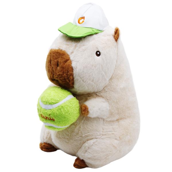 Thú Bông Capybara Ôm Banh Tennis 35 cm - Nuan Nuan YHLXT35 - Màu Nâu