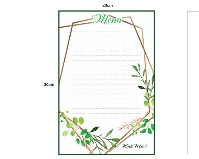 Menu có keo sẵn, giấy PP, viết chữ được