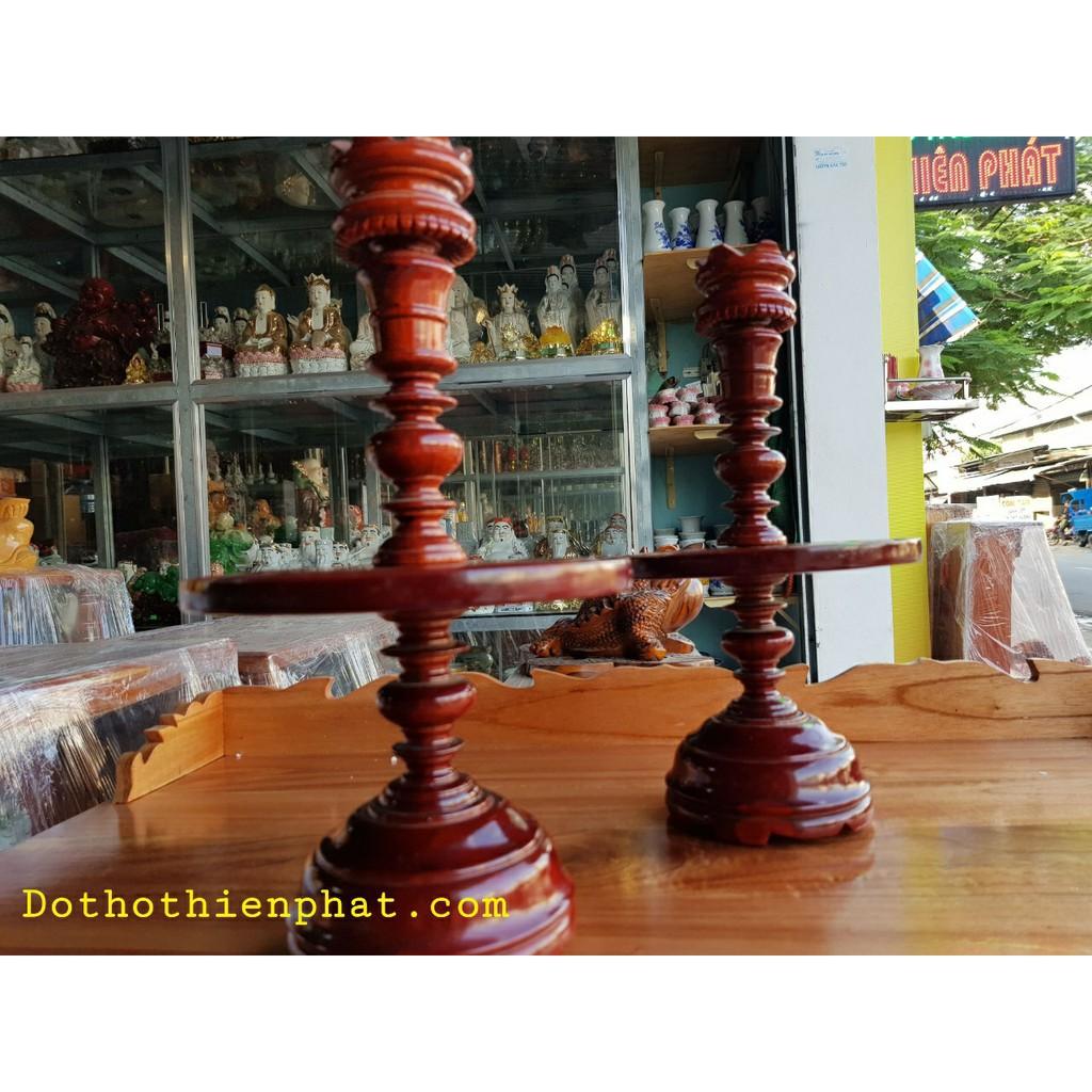 Cặp chân đèn gỗ xà cừ cao 34 cm