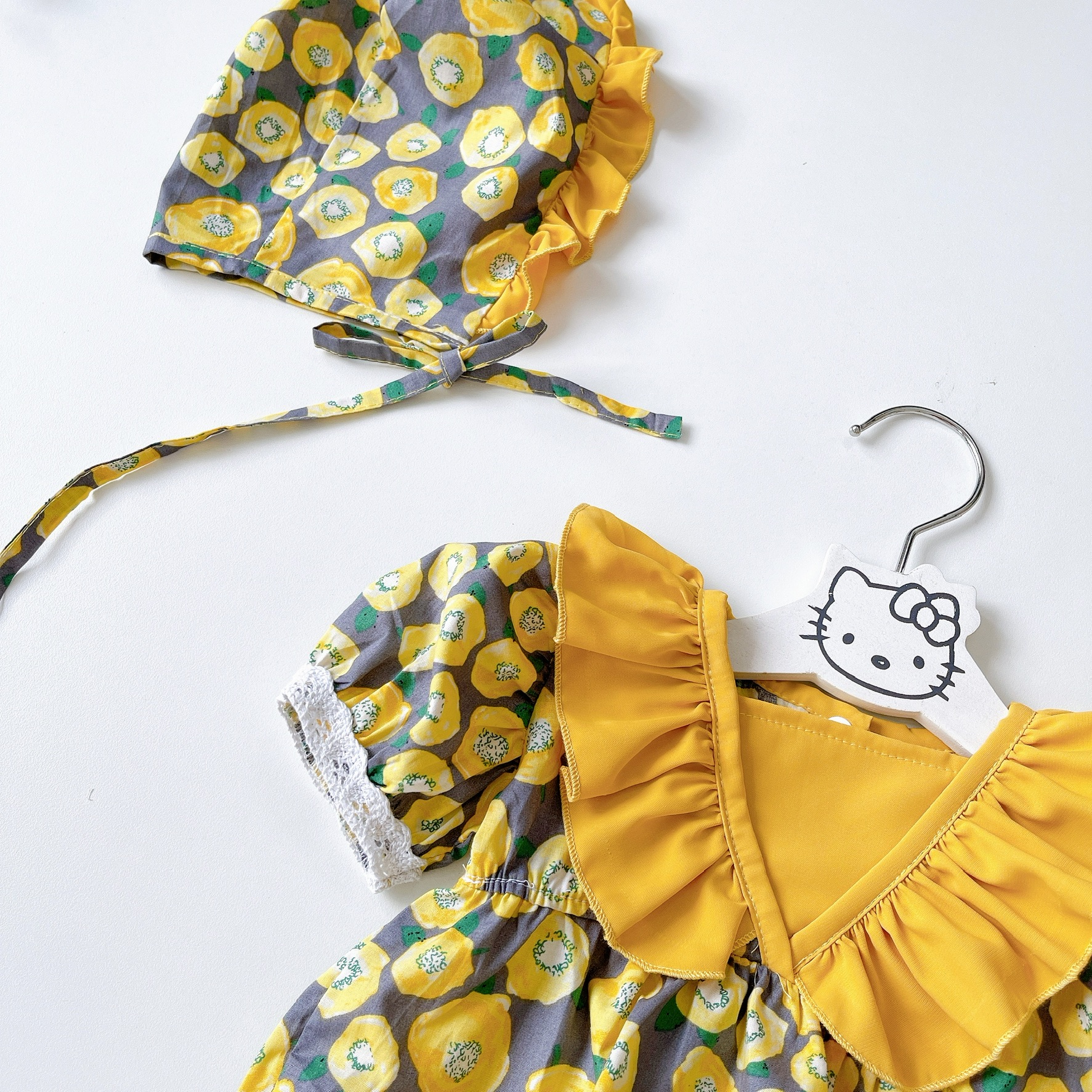 Bodysuit bông bí màu vàng bé gái sơ sinh đến 12kg, body tay ngắn 3 chi tiết cho bé gái