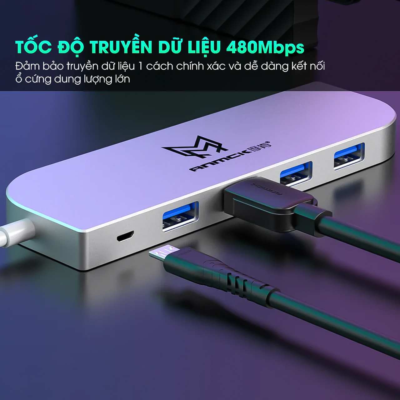 HUB USB 2.0 Cao Cấp Vinetteam MK-U-0401A Thiết Bị Mở Rộng USB Kết Nối Dễ Dàng Cho Laptop và PC - hàng chính hãng