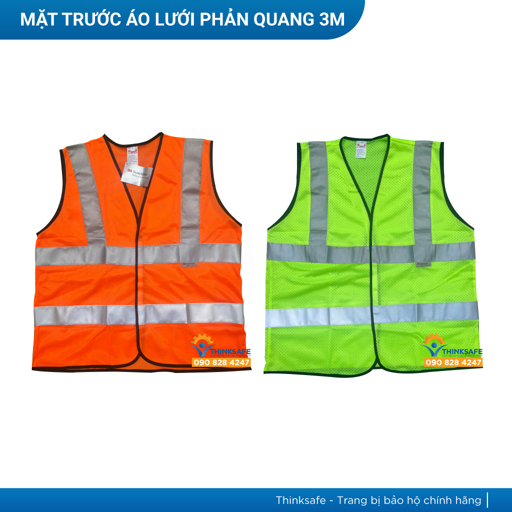 Áo phản quang lưới 3M Thinksafe vải thoáng mát, mỏng nhẹ chuyên dùng cho công nghiệp, nhận may, in ấn theo yêu cầu