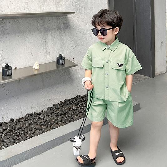 Đồ bộ cộc tay size đại cho bé trai 12-34kg áo sơ mi quần đùi Hàn Quốc Magickids Quần áo trẻ em mùa hè BR22016