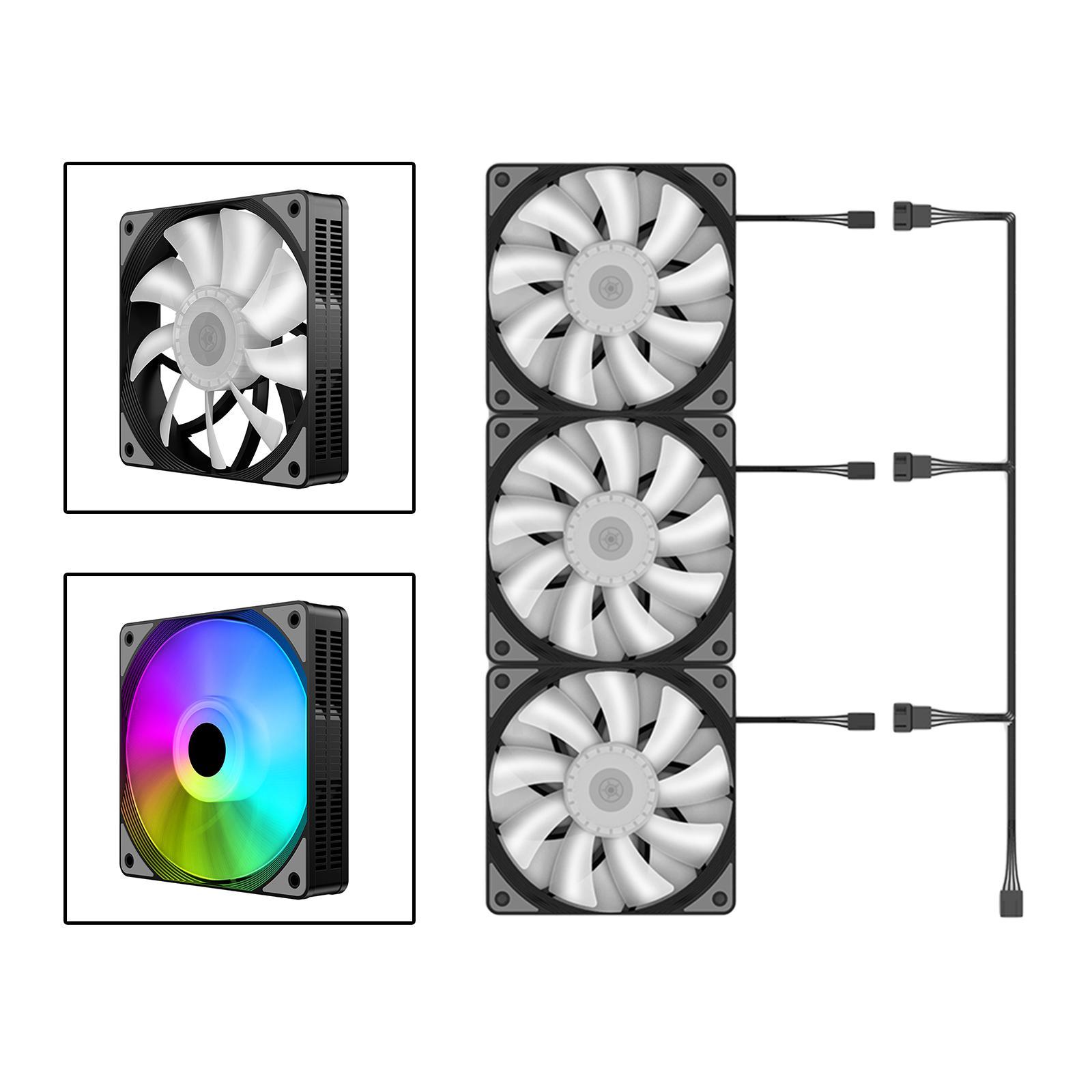 3 Pieces Universal 120mm Case Cooling Fan 1200RPM RGB LED Computer PC Case Fans Quiet PC Cooling Accessories 12V DC Square Frame Fan 3Pin